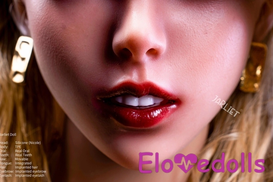 148cm E Cup Silicone Head & TPE Body Thin Lips Blonde Blue Eyes European Sex Doll Gallery 2
