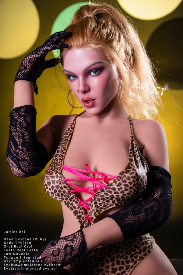 160cm E Cup Silicone Head & TPE Body Small Breasts Amber Eyes Blonde European Sex Doll Detail View 23