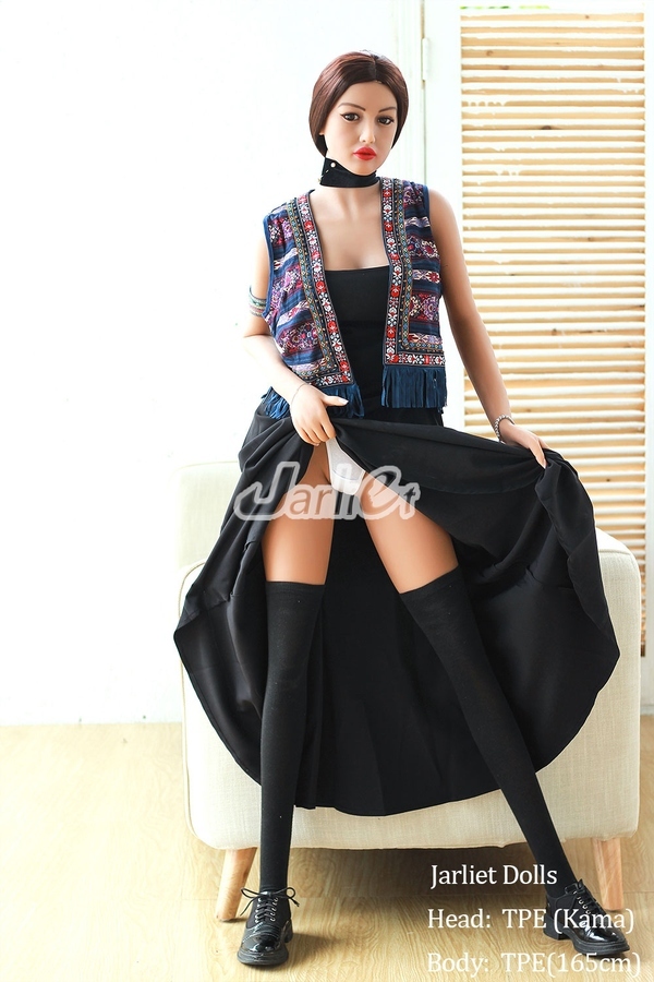 165cm A Cup TPE Black Blue Eyes Thin Lips Asian Sex Doll Product
