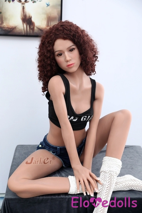 Boneka Seks Eropa Berukuran 168cm dengan Cangkir TPE dan Mata Abu-abu Ramping Berambut Cokelat