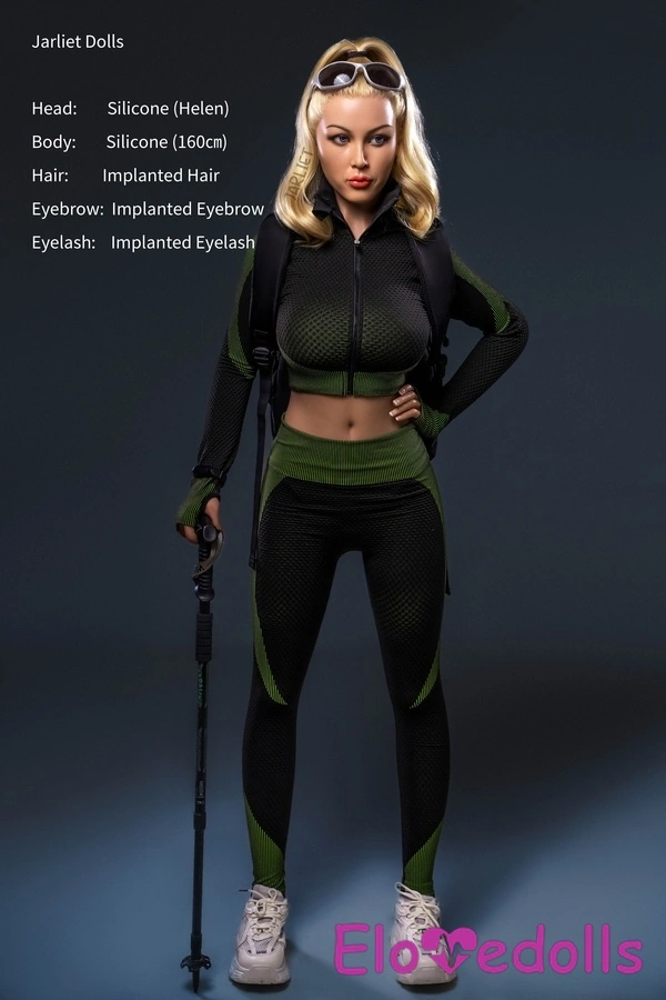 Boneka Seks Payudara Sedang Pirang Mata Hijau Silikon 160cm C Cup