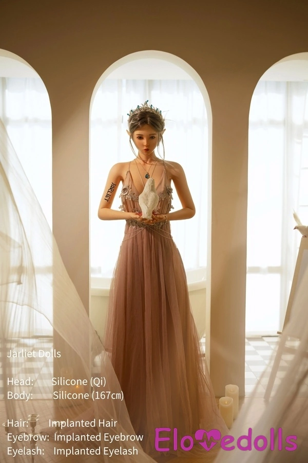 Boneka Seks Selebriti Brunette 167cm, Bibir Tipis Silikon B Cup, Mata Amber