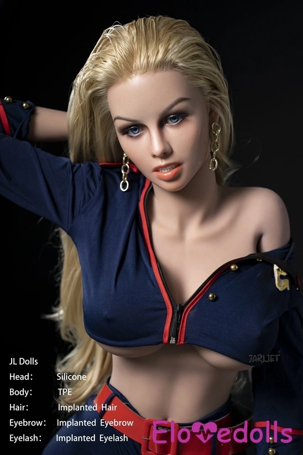 Κεφαλή σιλικόνης E Cup 148cm & σώμα TPE Πλούσια μπλε μάτια Λεπτά χείλη Ρεαλιστική κούκλα σεξ