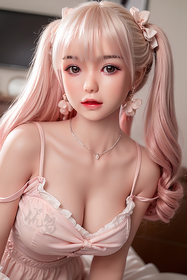 158cm D Cup Silicone Head & TPE Body Glossy Lips Pink Gray Eyes Realistic Sex Doll Product