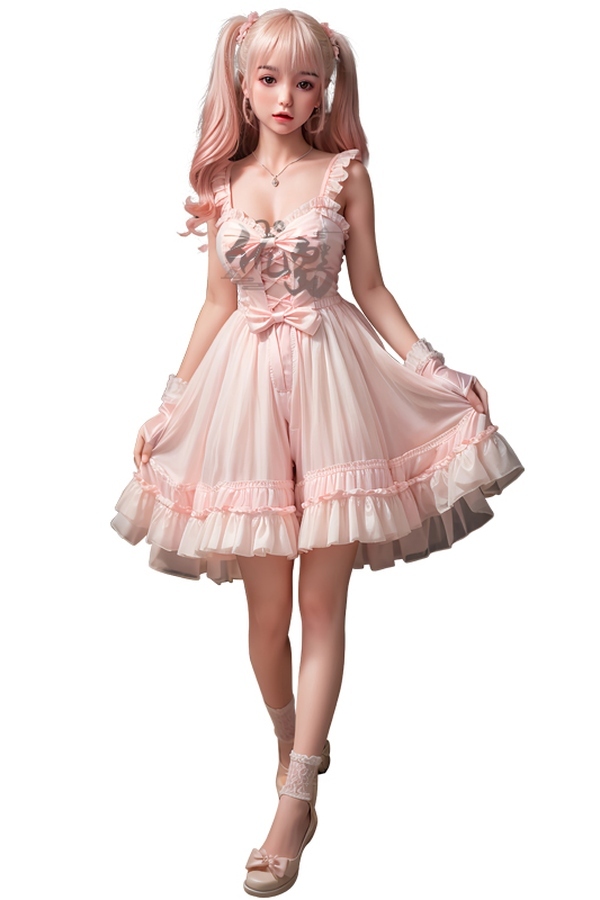 158cm D Cup Silicone Head & TPE Body Gray Eyes Glossy Lips Pink Realistic Sex Doll Gallery 5