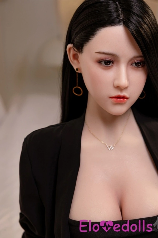 158cm D Cup Silicone Small Breasts Amber Eyes Black Realistic Sex Doll Product