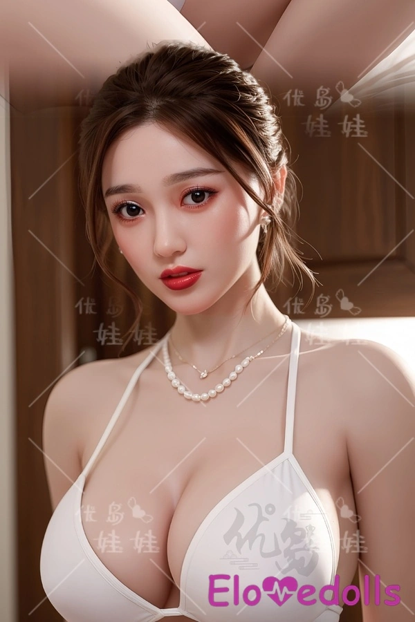 Búp bê tình dục chân thực 158cm D Cup Silicone Môi mỏng Mắt xám Bộ sưu tập 9