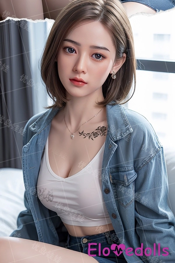 Búp bê tình dục chân thực 158cm D Cup Silicone mắt xám ngực nhỏ Bộ sưu tập 6