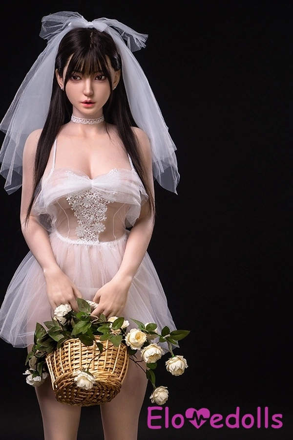 ตุ๊กตาเซ็กส์แฟนตาซี TPE ทรง E Cup ขนาด 160 ซม. ริมฝีปากบาง หน้าอกเล็ก สีขาว