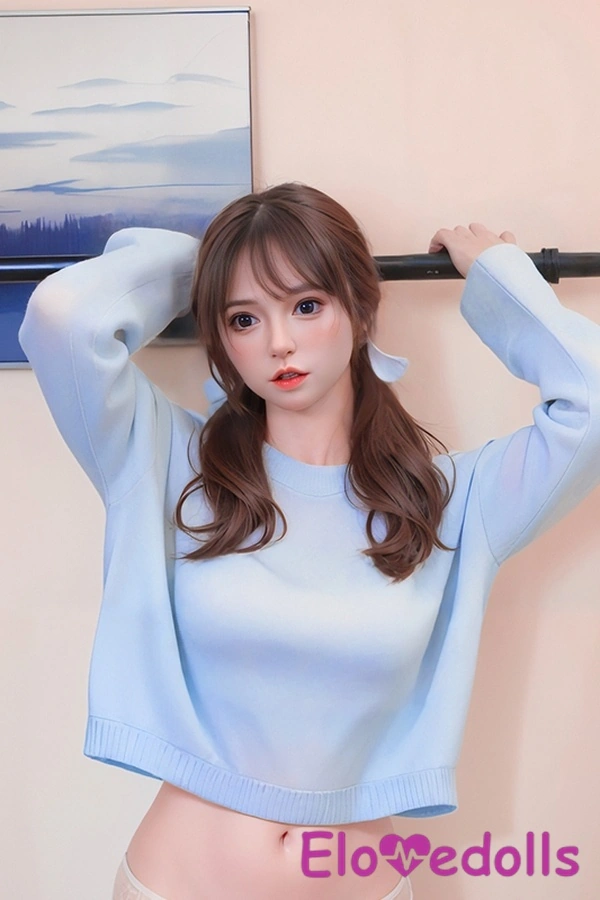 Boneka Seks Anime 160cm E Cup TPE Mata Abu-abu Bibir Tipis Payudara Sedang