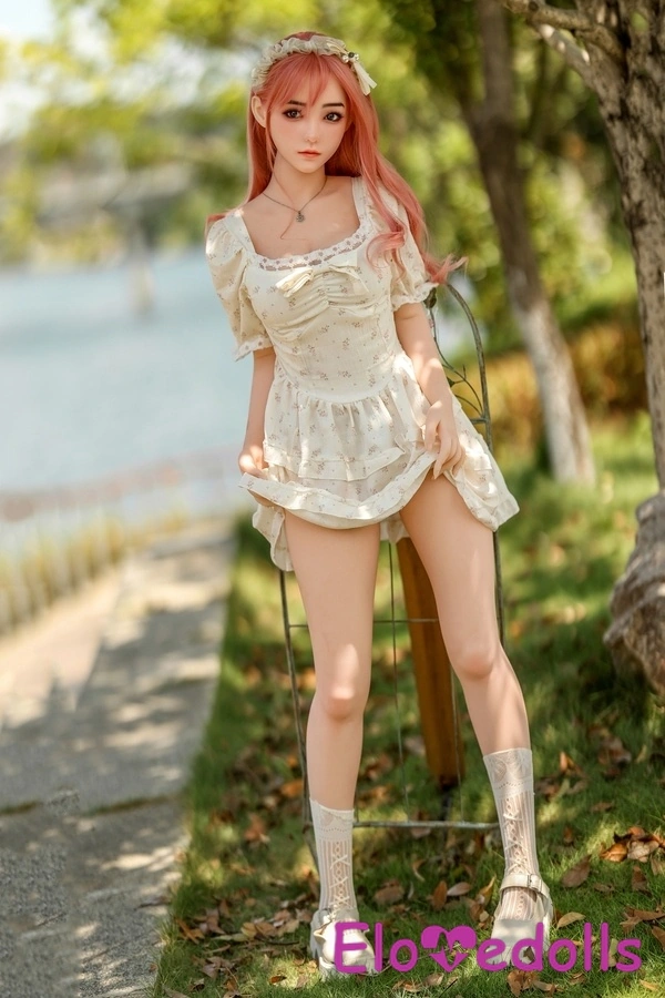 155cm B-kupa silikonhuvud och TPE-kropp Små naturliga läppar Grå ögon Tonårssexdocka Galleri 9