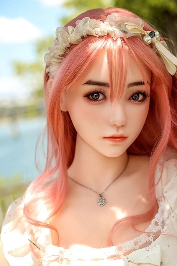 155cm B Cup Silicone Head & TPE Body Gray Eyes Petite Breasts Pink Teen Sex Doll Detail View 8