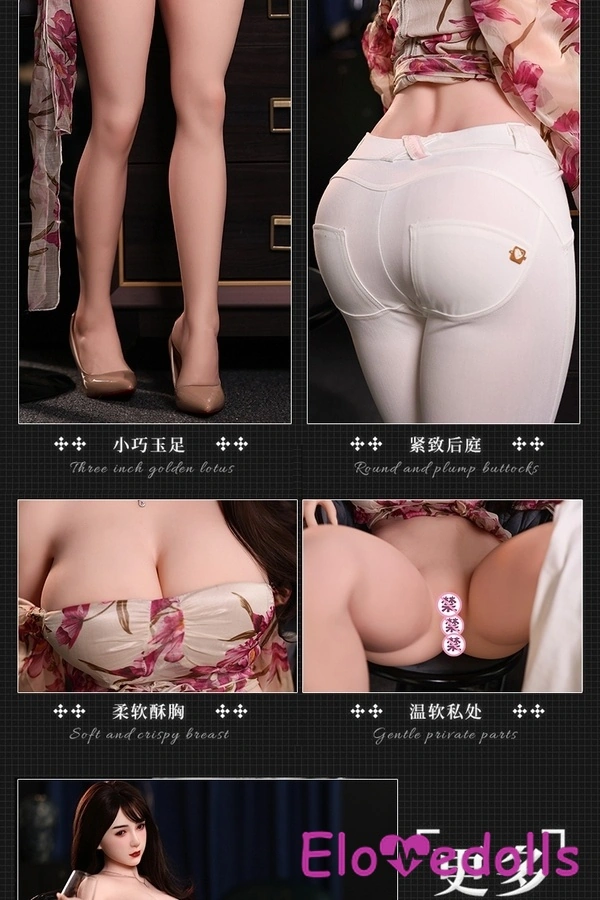 155cm B-kupa silikonhuvud och TPE-kropp Små bröst Rosa grå ögon Tonårssexdocka Detaljvy 17