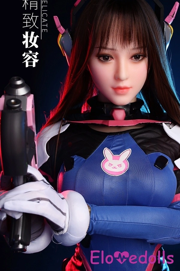 155 cm große Fantasy-Sexdoll mit Silikonkopf (B-Körbchen) und TPE-Körper, blauen Augen, athletischen, vollen Lippen, Detailansicht 9