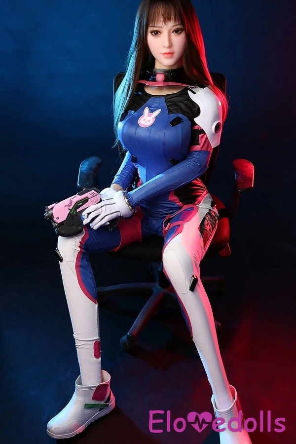 155 cm große Fantasy-Sex-Puppe mit Silikonkopf und TPE-Körper, mittelgroße Brüste, brünett, blaue Augen, B-Körbchengröße, Detailansicht 13