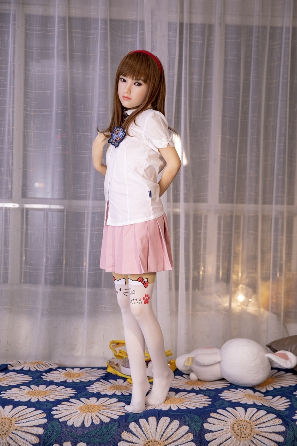 143cm A Cup Silicone Head & TPE Body Thin Lips Red Petite Teen Sex Doll Gallery 7