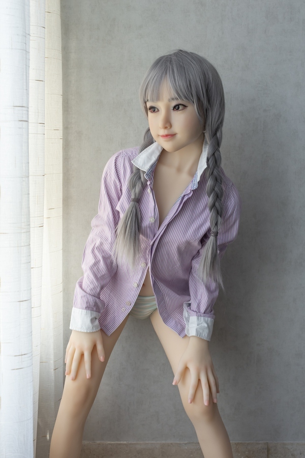 143cm A Cup Silicone Head & TPE Body Petite Gray Eyes Breasts Teen Sex Doll Detail View 1