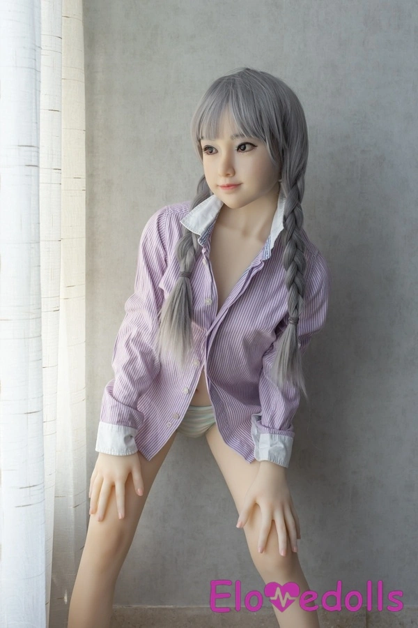 Κεφαλή σιλικόνης 143cm A Cup & σώμα TPE Μικρά γκρίζα μάτια Στήθος Έφηβη κούκλα σεξ Λεπτομέρειες Προβολή 1