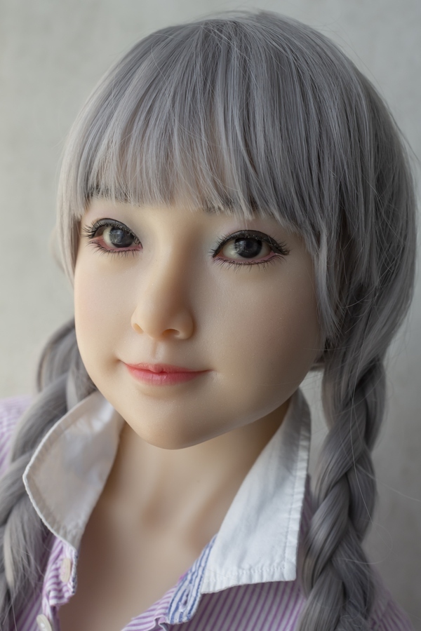 143cm A Cup Silicone Head & TPE Body Petite Gray Eyes Blonde Teen Sex Doll Detail View 2