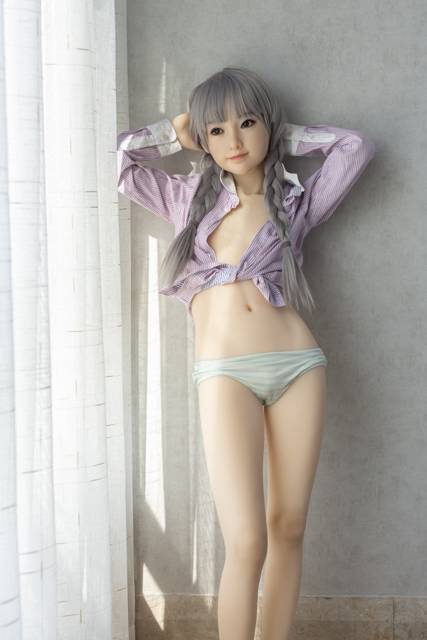 143cm A Cup Silicone Head & TPE Body Blonde Petite Breasts Gray Eyes Teen Sex Doll Detail View 13