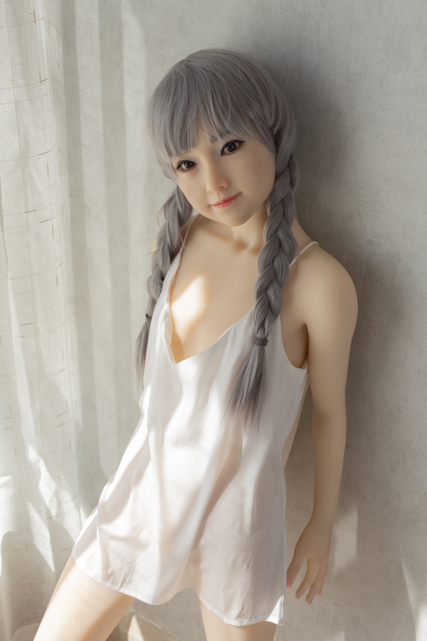 143cm A Cup Silicone Head & TPE Body Blonde Gray Eyes Thin Lips Teen Sex Doll Detail View 28