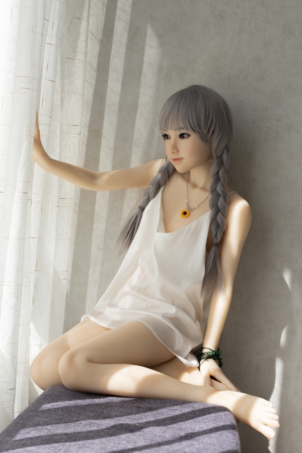 143cm A Cup Silicone Head & TPE Body Blonde Petite Breasts Gray Eyes Teen Sex Doll Detail View 33