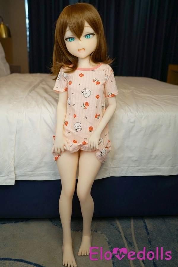 110cm A Cup TPE Amber Eyes Petite Thin Lips Mini Sex Doll Gallery 4