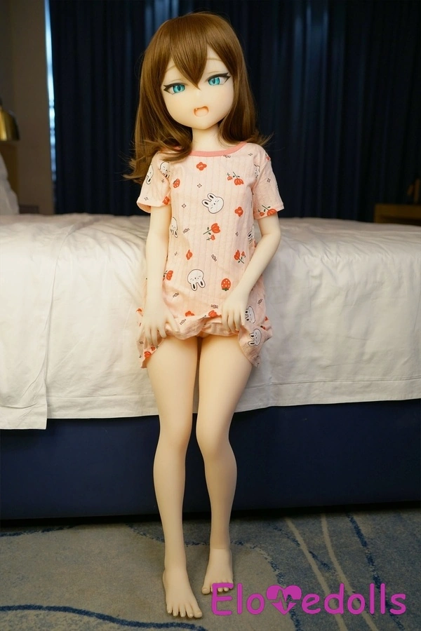 110cm A Cup TPE Λεπτά Χείλη Amber Eyes Petite Mini Sex Doll Gallery 5