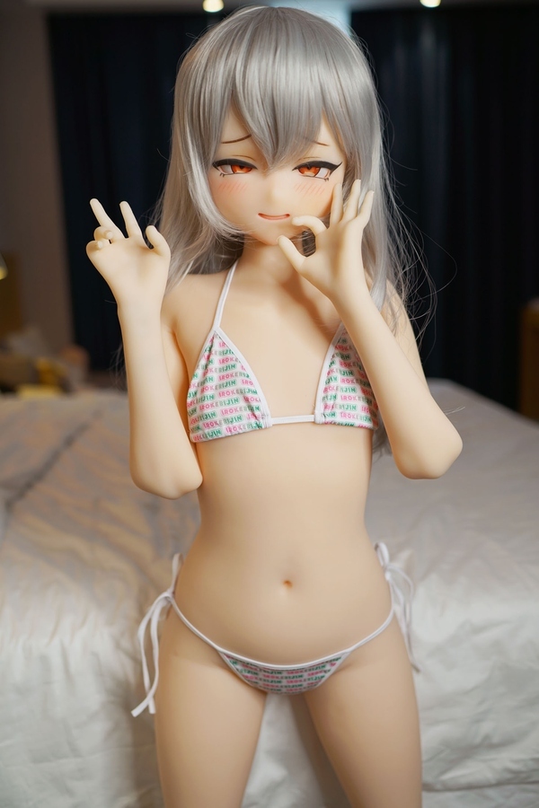 130cm A Cup TPE Gray Eyes Thin Lips White Mini Sex Doll Gallery 5