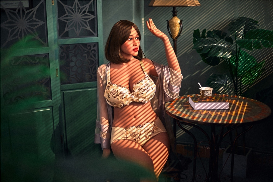 163cm C Cup TPE Thin Lips Amber Eyes Brunette Lifelike Sex Doll Gallery 9