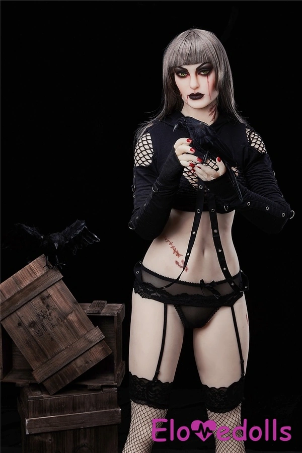 168cm D Cup TPE Thin Lips Gray Eyes Red Lifelike Sex Doll Product