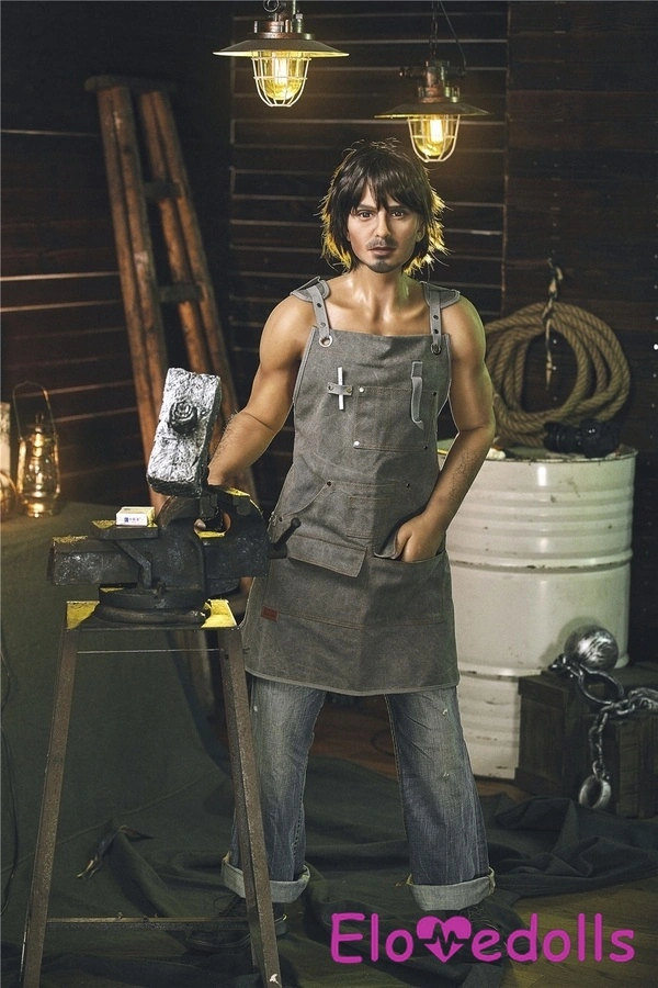 Boneka Seks Pria Berpayudara Kecil Mata Abu-abu Atletik TPE 162cm