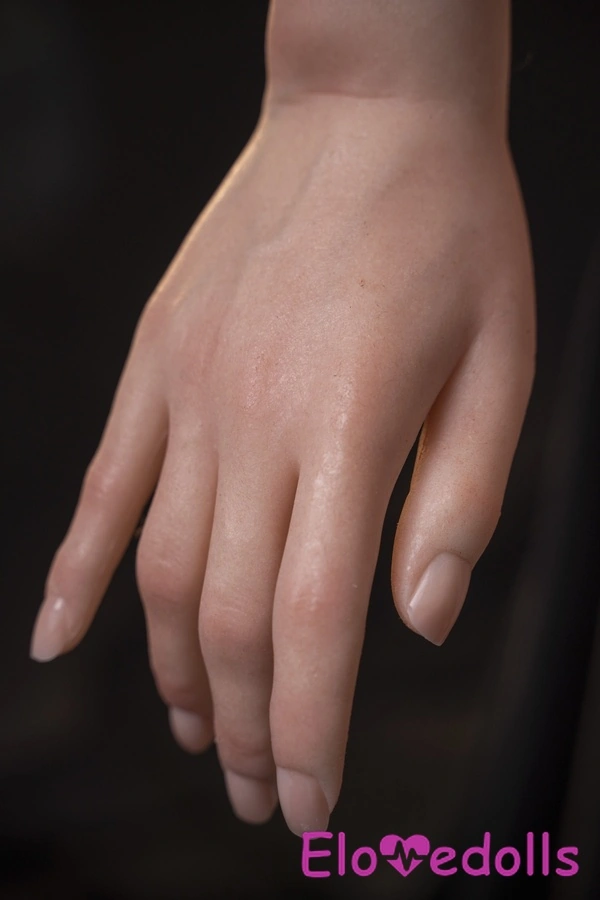 Realistická sexuální panenka s košíčky C, TPE, šedé oči, blond, tenké rty, detailní pohled 7