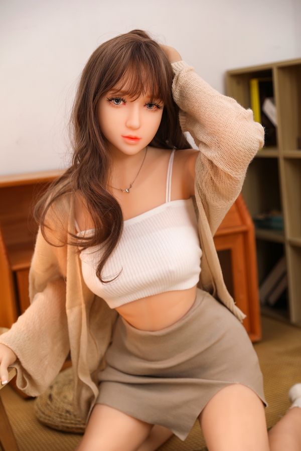 158cm A Cup TPE Amber Eyes Small Breasts Brunette Asian Sex Doll Gallery 9