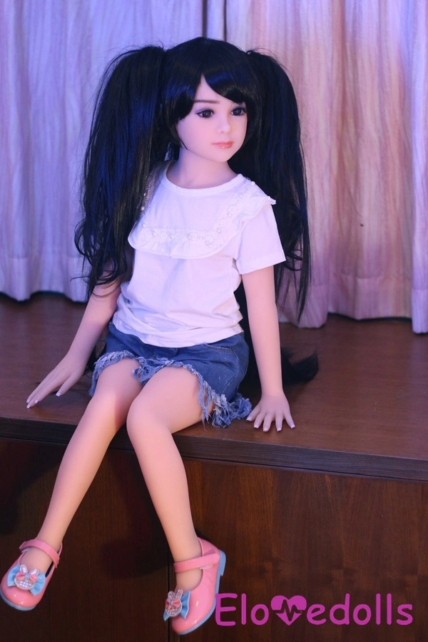 100cm A Cup TPE Small Breasts Athletic Black Mini Sex Doll Gallery 2