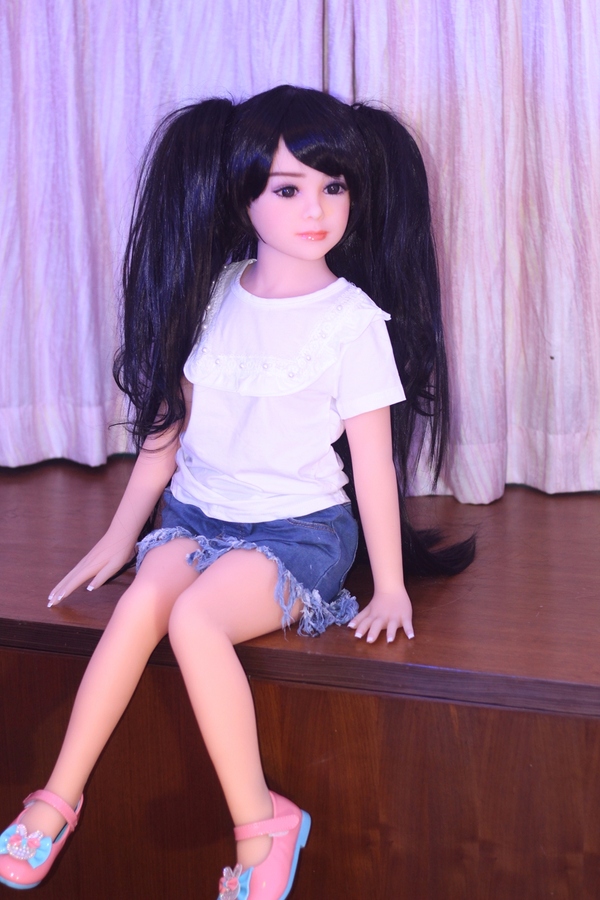 100cm A Cup TPE Black Thin Lips Small Breasts Mini Sex Doll Gallery 3