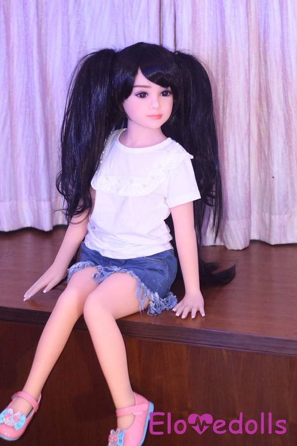 100cm A Cup TPE Black Thin Lips Small Breasts Mini Sex Doll Gallery 3