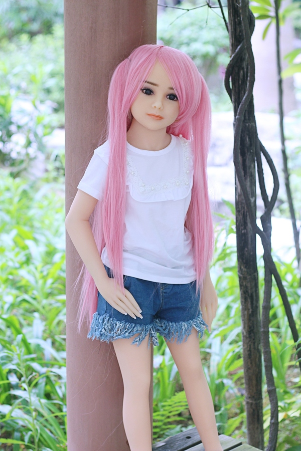 100cm A Cup TPE Gray Eyes Thin Lips Black Mini Sex Doll Gallery 8