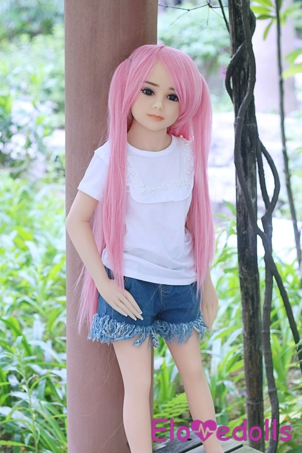 100cm A Cup TPE Gray Eyes Thin Lips Black Mini Sex Doll Gallery 8