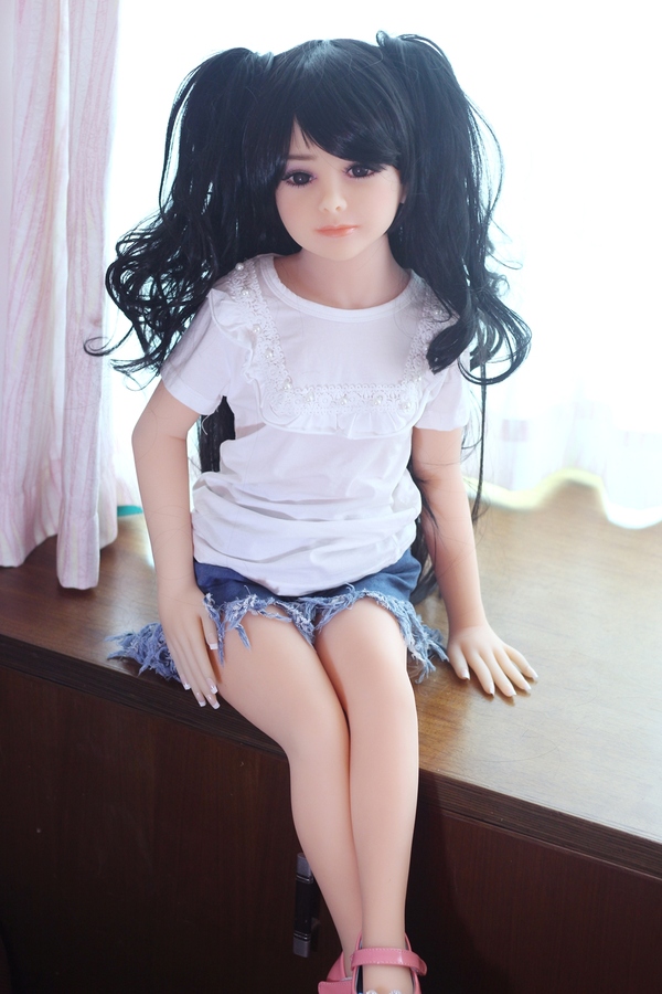 100cm A Cup TPE Black Small Breasts Gray Eyes Mini Sex Doll Detail View 2