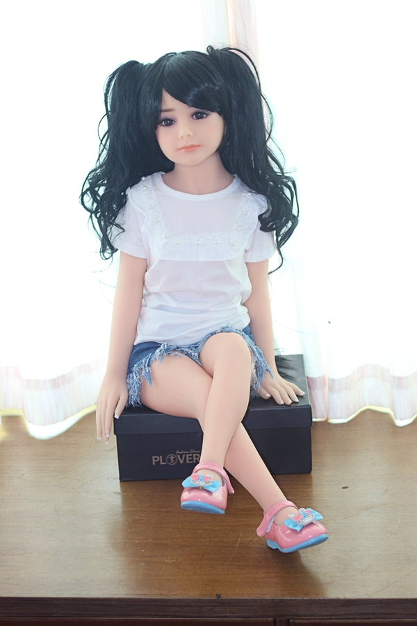 100cm A Cup TPE Gray Eyes Small Breasts Black Mini Sex Doll Detail View 4