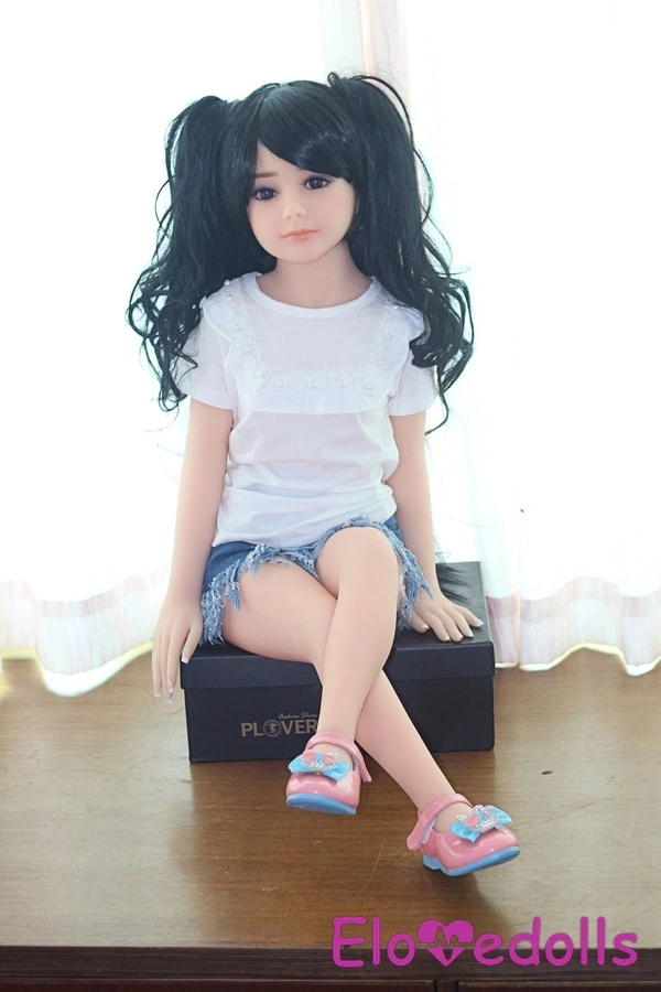 100cm A Cup TPE Gray Eyes Small Breasts Black Mini Sex Doll Detail View 4
