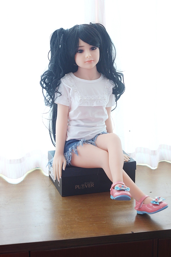 100cm A Cup TPE Small Breasts Black Gray Eyes Mini Sex Doll Detail View 5