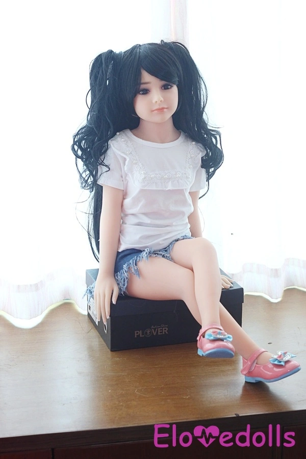 100cm A Cup TPE Small Breasts Black Gray Eyes Mini Sex Doll Detail View 5