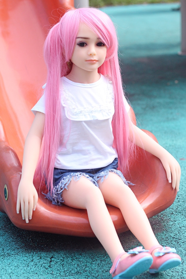 100cm A Cup TPE Gray Eyes Thin Lips Black Mini Sex Doll Detail View 11