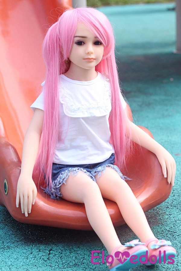 100cm A Cup TPE Gray Eyes Thin Lips Black Mini Sex Doll Detail View 11