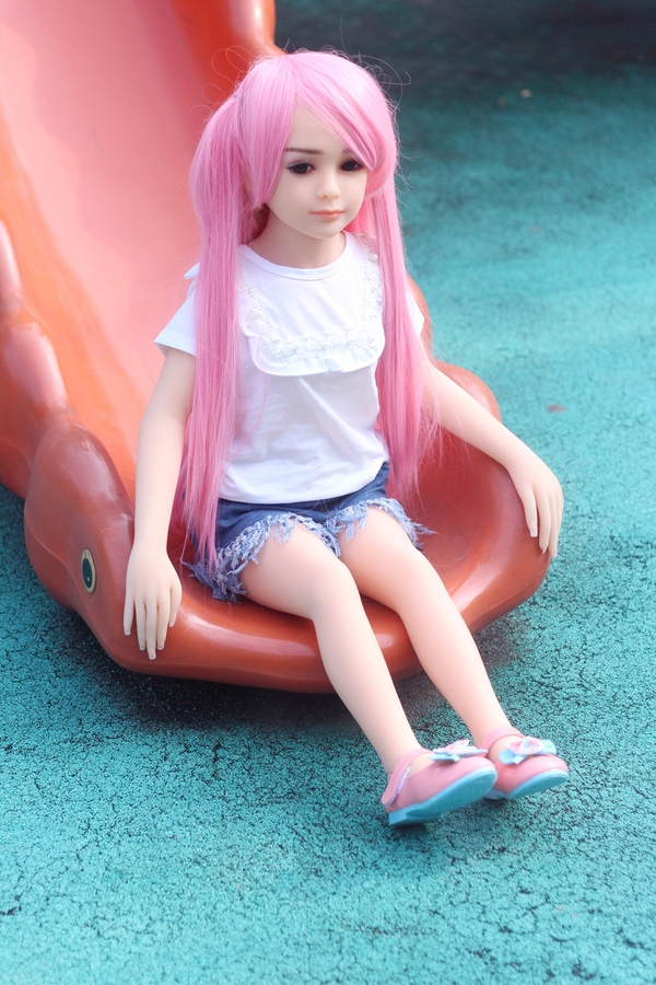 100cm A Cup TPE Thin Lips Black Gray Eyes Mini Sex Doll Detail View 12