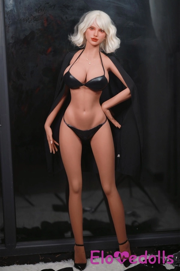 Boneka Seks Amerika 166cm TPE Cup E Payudara Ekstra Besar Mata Abu-abu Pirang