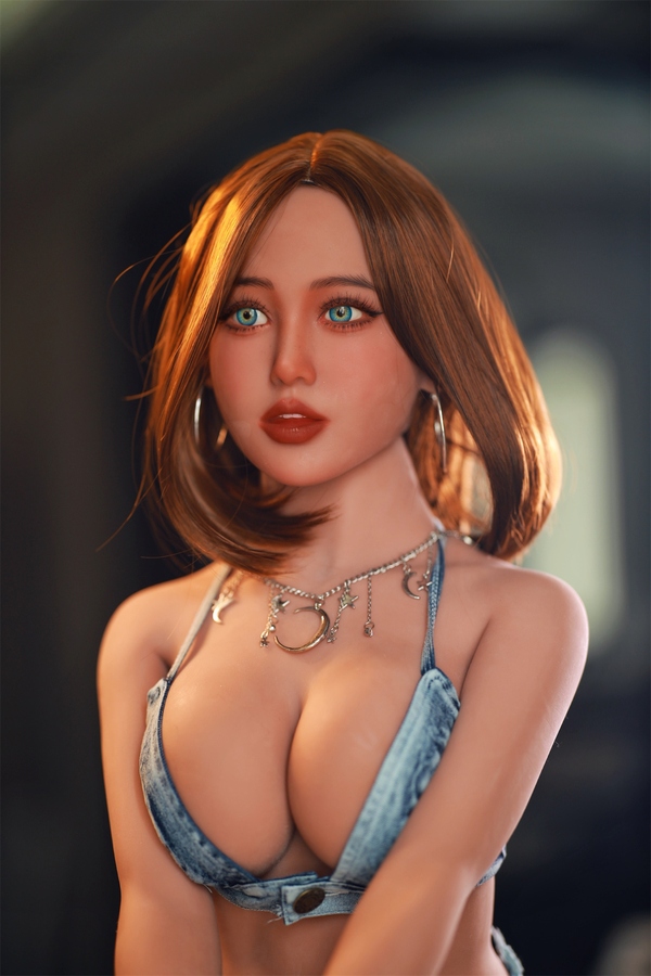 53cm C Cup TPE Petite Breasts Amber Eyes Brunette Realistic Sex Doll Gallery 4