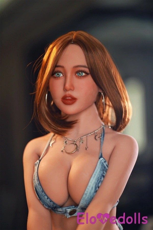 Búp bê tình dục chân thực TPE ngực nhỏ 53cm, mắt hổ phách, tóc nâu, cúp C, Bộ sưu tập 4